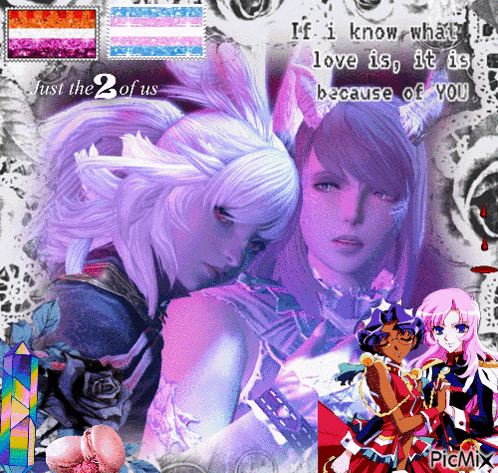 a collage of anime characters with the words " if i know what love is it is because of you " at the top