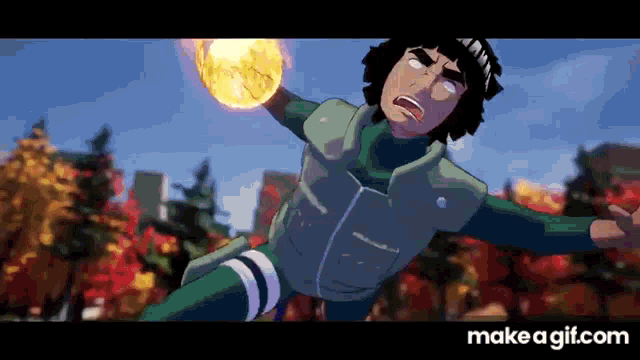 a cartoon character is throwing a fireball in the air