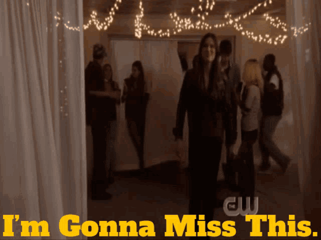 a group of people are standing in a room with the words i 'm gonna miss this on the bottom