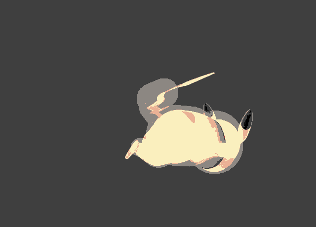 a cartoon drawing of a pikachu with a yellow tail