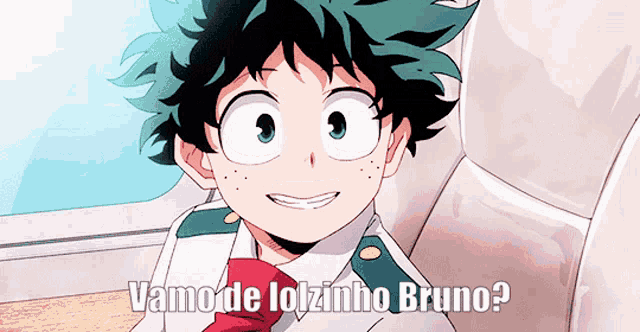a cartoon of a boy with green hair and the words vamos de lolzinho bruno below him