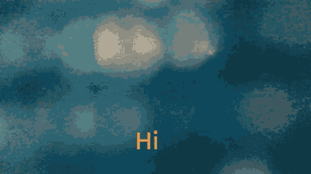 a colorful background with hi written in yellow