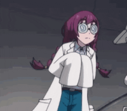 a girl with glasses and pigtails is wearing a white coat and a white jacket .
