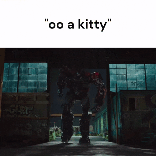 a picture of a robot with the words " oo a kitty " on the bottom