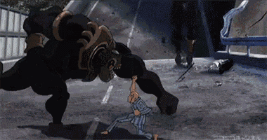 a cartoon character is fighting a monster in a video game .