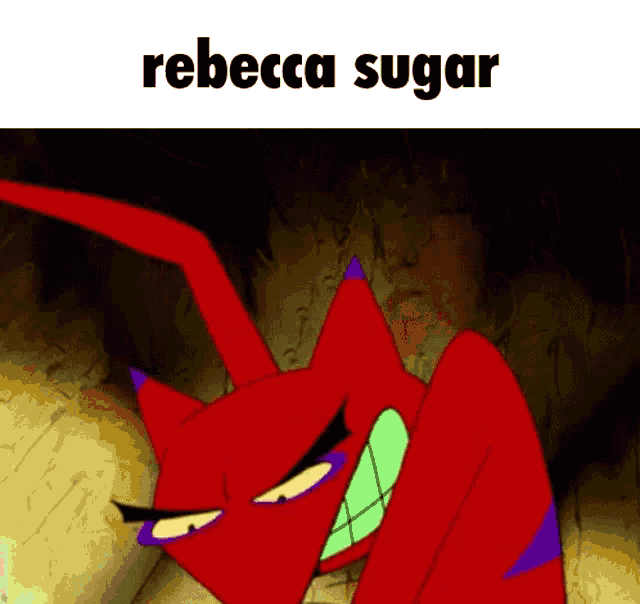 a picture of a cartoon character with the name rebecca sugar on it