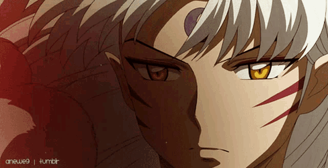 a close up of a person 's face with the words onewe9 tumblr below it
