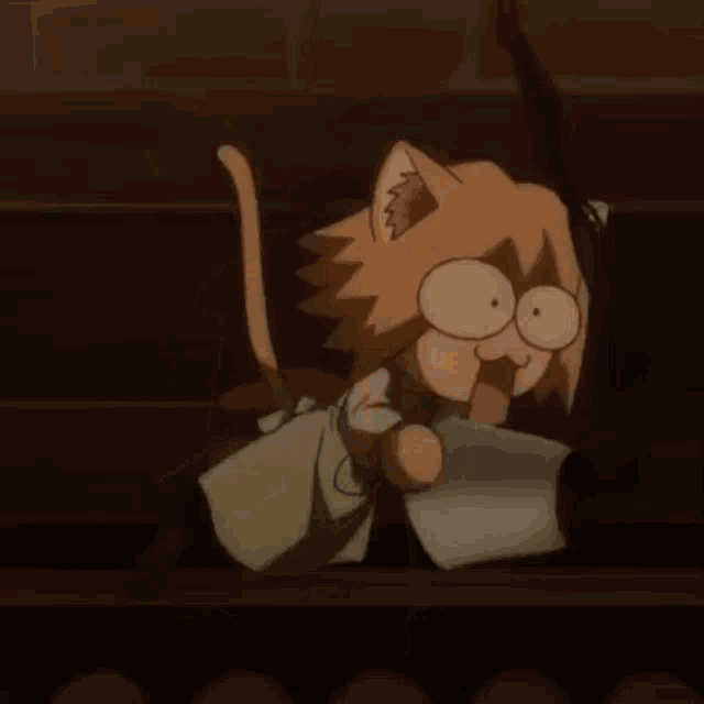 a cartoon fox with a surprised look on his face