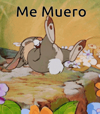 a cartoon of a rabbit laying on its back with the words me muero below it
