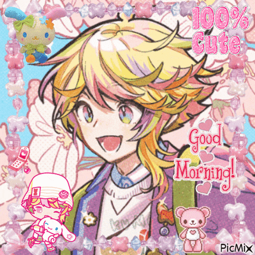 a picture of a girl with the words good morning