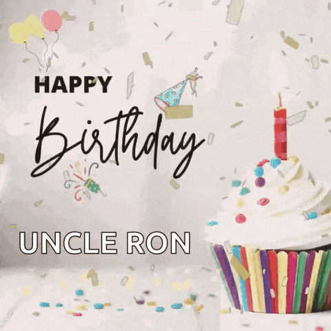 a birthday card for uncle ron with a cupcake and candle