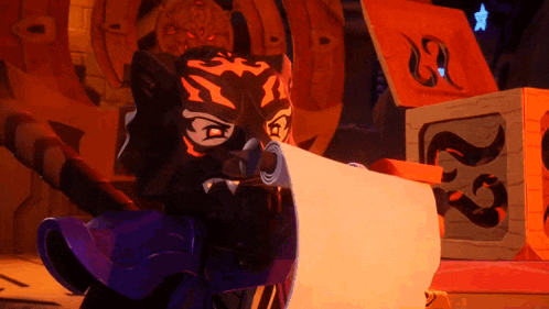 a cartoon cat is holding a piece of paper that says s on it