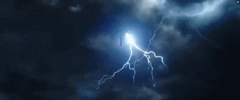 a cartoon character is being struck by a lightning bolt