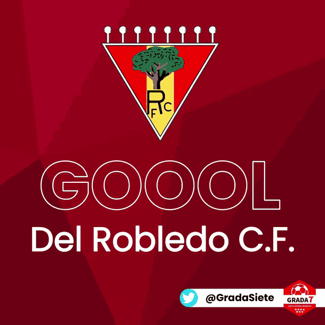 a poster for del robledo c.f. with a tree in a triangle