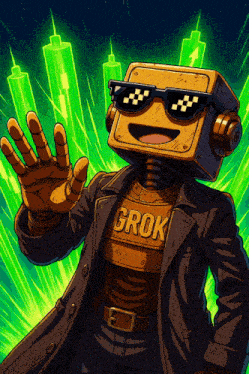 a robot wearing a shirt that says grok on it