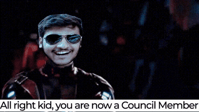 a picture of a man with a beard and the words all right kid you are now a council member .