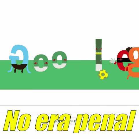 a google logo with soccer players and the words no era penal