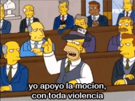 a cartoon of homer simpson giving a speech in front of a jury
