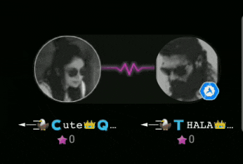 a black and white photo of a woman and a man with their names cute q and t hala