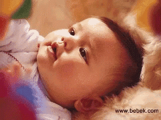 a baby is laying on a blanket with the website www.bebek.com in the bottom right corner