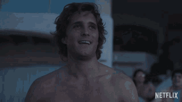 a man 's back is shown in a netflix video