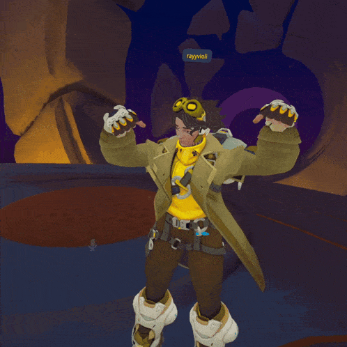 a cartoon character has a speech bubble that says rayyvioli