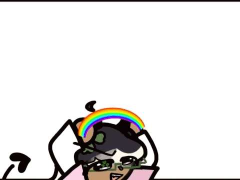 a cartoon drawing of a rainbow with a smiley face in the corner
