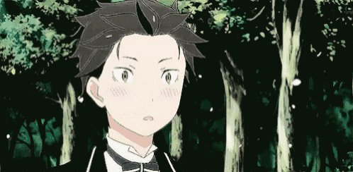 a young boy in a tuxedo and bow tie is standing in the woods .