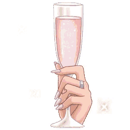 a woman is holding a glass of pink champagne .