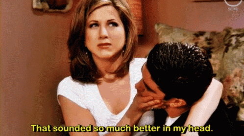 a man and a woman are sitting on a couch and the woman is saying that sounded so much better in my head .