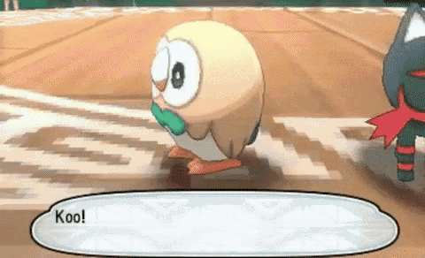 a cartoon owl with a green beak is talking to another owl in a video game called koo