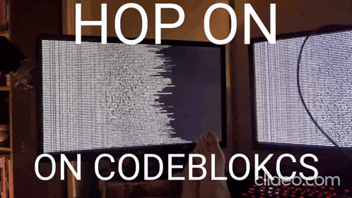 a computer monitor with the words hop on on codeblokcs written on it