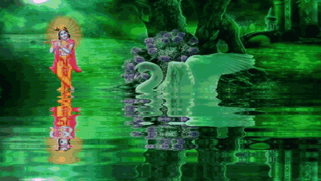 Jai Sh Krishna Water GIF - Jai Sh Krishna Water Swan GIFs