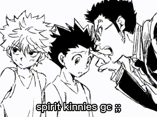 a group of anime characters are standing next to each other and the words spirit kinnies go are written on the bottom