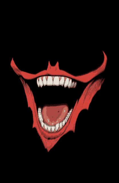 a close up of a joker 's mouth with a black background