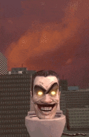 a close up of a man 's face with glowing eyes and a funny face .