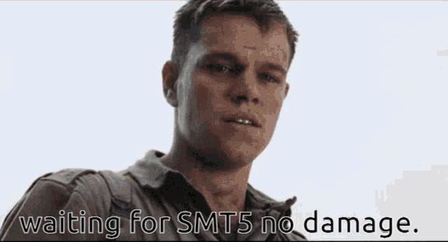 a man in a military uniform is waiting for smt5 no damage .