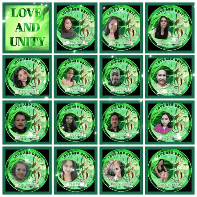 a collage of images with the words love and unity