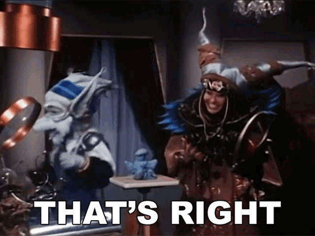 a cartoon character says that 's right while looking in the mirror