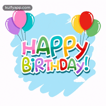 a colorful happy birthday card with balloons