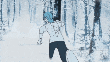 a drawing of a person with blue hair and the words " another approach " on the bottom right