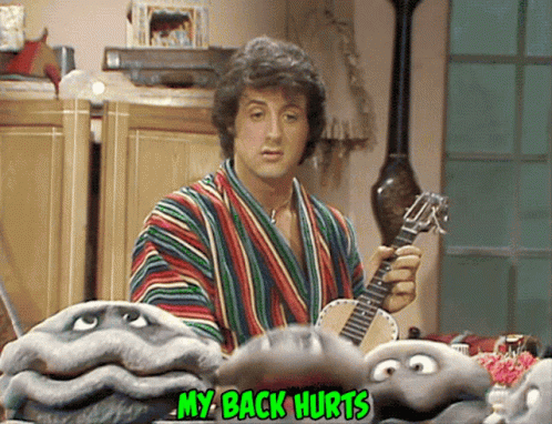 My Back Hurts Sylvester Stallone GIF - My Back Hurts Sylvester Stallone The Muppet Show GIFs