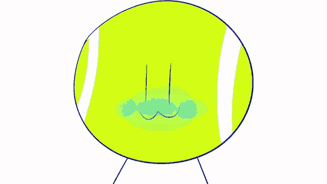 a cartoon drawing of a tennis ball with a face