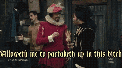 a group of men standing next to each other with the words " alloweth me to partaketh up in this bitch " on the bottom