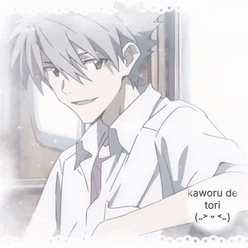 a picture of a boy with the name kaworu de tori