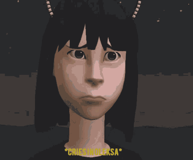 a cartoon of a girl with cat ears and the words cries in oleksa below her