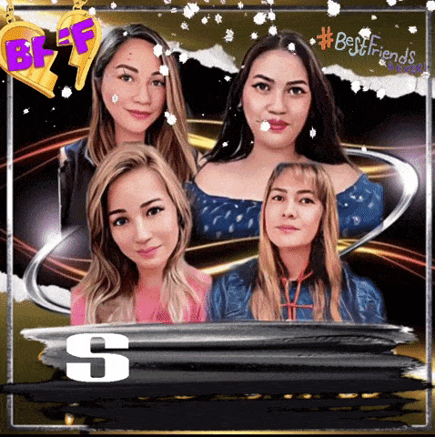 a picture of four women with the letter s in the corner