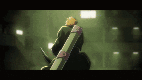 a man is holding a sword in his right hand