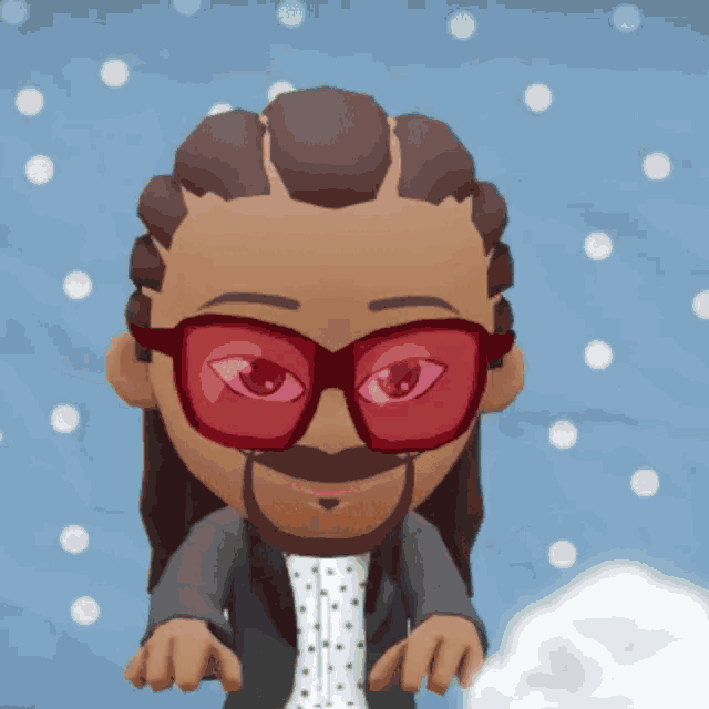 a cartoon character wearing red sunglasses and a suit