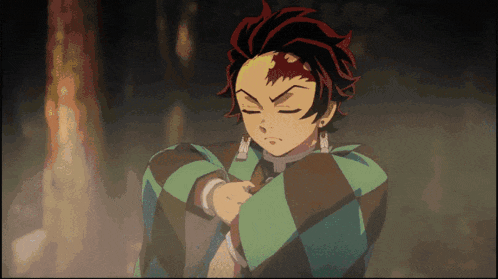 a cartoon character with red hair and a green and black checkered shirt